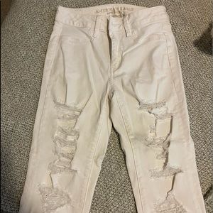 American Eagle White Ripped Jeans